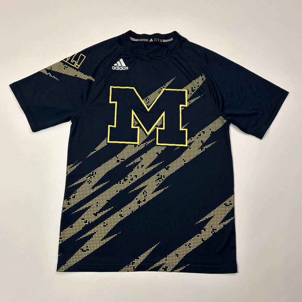 Michigan Wolverines Shirt Adult Small Blue Adidas College Big Logo Men